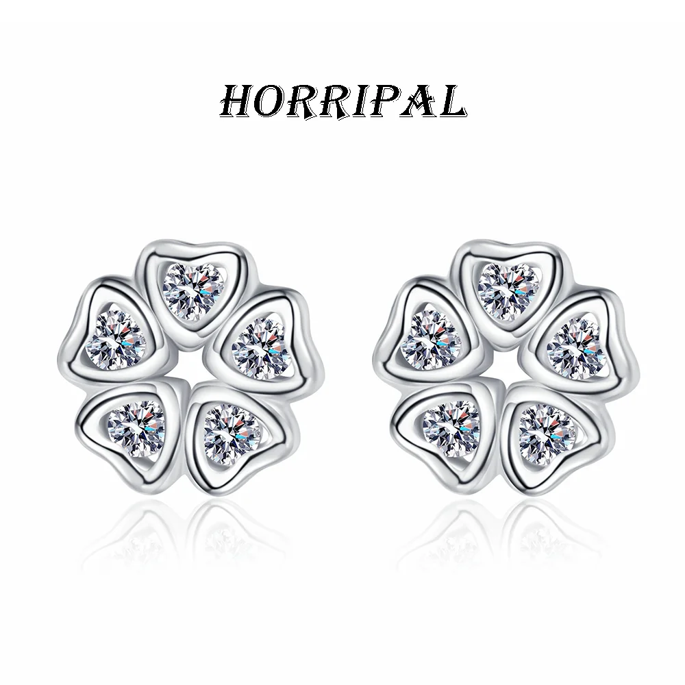 

HORRIPAL D VVS1 Flower Stud Earrings Moissanite for Women S925 Sterling Silver GRA Fashion Party Elegance Luxury Fine Jewelry
