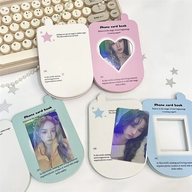 中空電話型折りたたみページ、かわいいKpopイン、フォトカードパッキング、DIY装飾、固定段ボール、カワイイカードパッケージ、3インチ、10個
