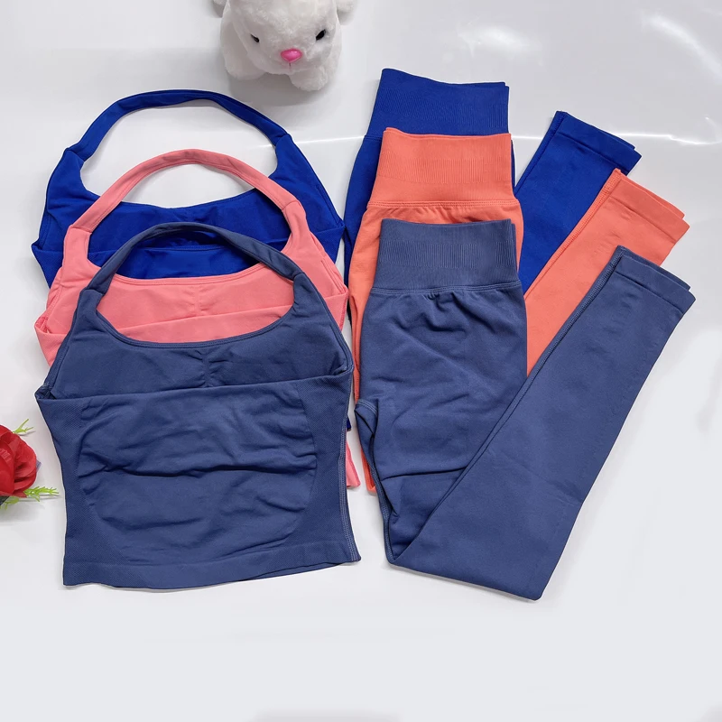 Dfyoga duas peças roupas de yoga conjunto calças mulher halter topo esportes leggings calça ginásio conjuntos treino pilates roupas