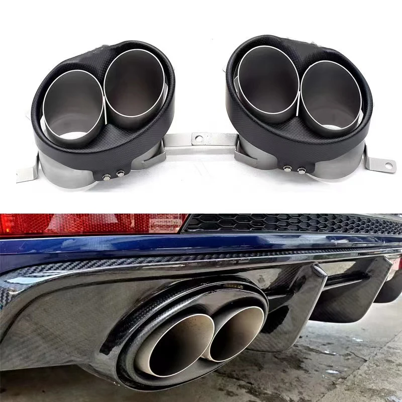 

Quad Carbon Fiber Exhaust Pipe For Audi S6 S7 S5 S4 RS6 RS7 RS6 RS3 RS4 RS5 Muffler Tip Tailpipe Exhaust Tip System Nozzle