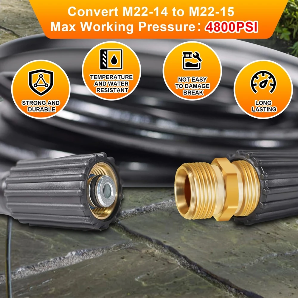 Imagem -05 - Conector de Extensão de Mangueira de Lavadora o Latão Métrico M22 15 mm Rosca Fêmea para M22 14 mm Macho Encaixe Adaptador de Acoplador de Mangueira de Alta Pressã