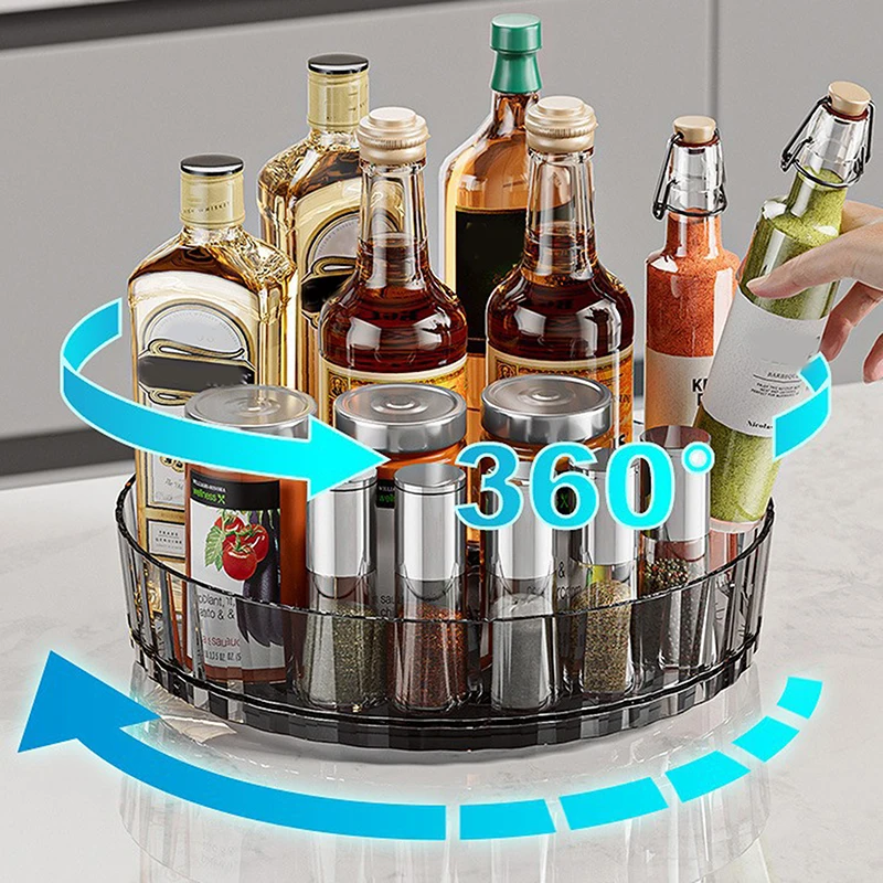 360 Rotating Seasoning Storage Rack Multifunction Pantry Cabinet Turntable For Cosmetics Kitchen Accessories Organizer Tray