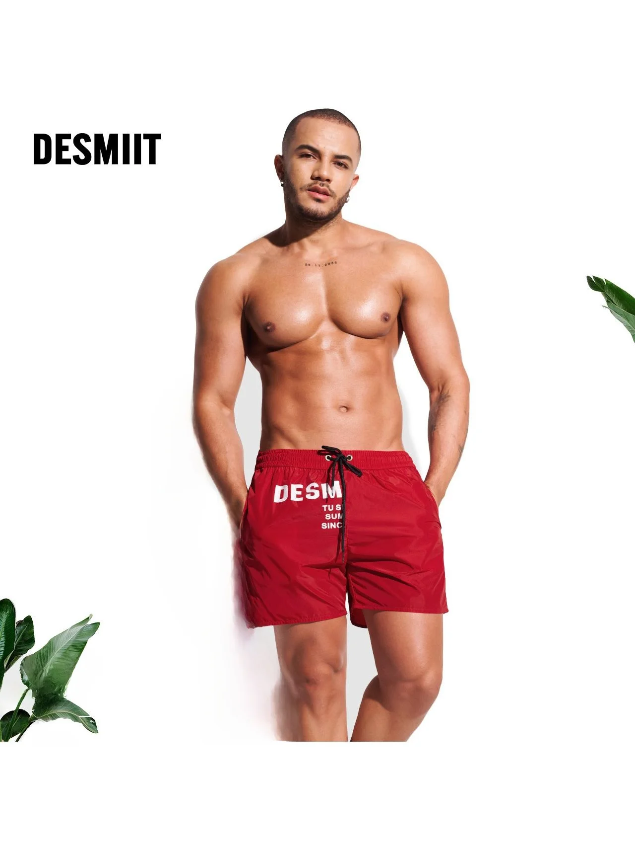 

Desmiit Men's Beach orts Sport Qui Dry Water down Loose orts Straight Leg Eighteen Pants Youthful Vitali Sle Pure C...