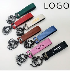 Carbon Fiber Keychain for Men and Women Retro Vintage High-end Key Chains Keyring Car Logo Key Ring Gift