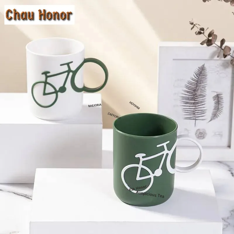 ZAEYORIA Bicycle Handle Couple Toothbrush Cup PP Mug For Juice Water Milk Student Dormitory Cups 400Ml Christmas Gifts