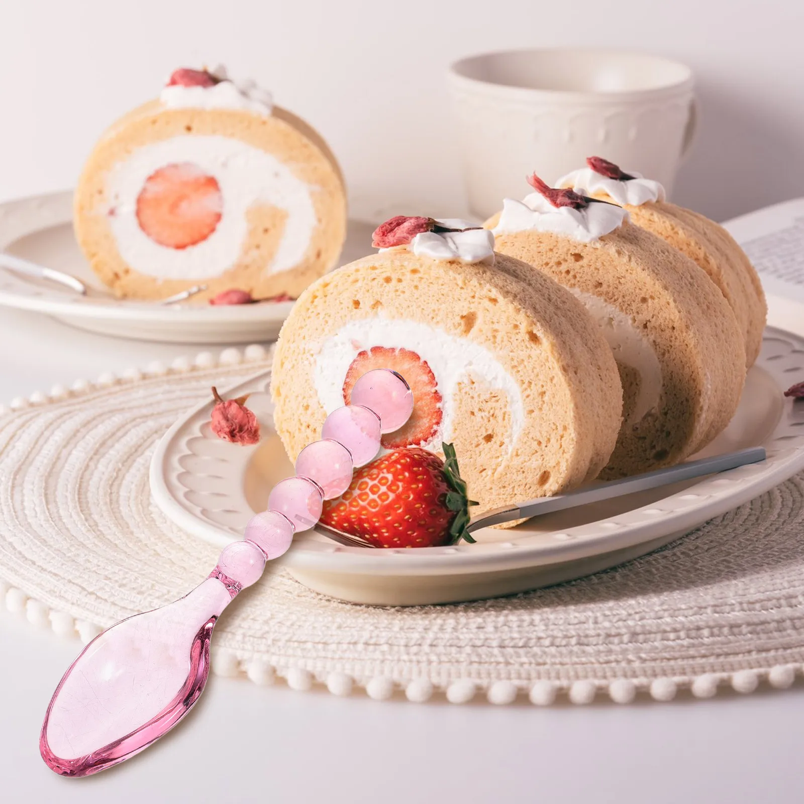 

Glass Spoons Clear Stirring Spoons for Tea Coffee Cold Drinks Elegant Kitchenware Easy Clean Multifunctional Dining Accessory