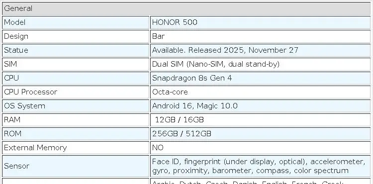 Original HONOR 500 5G Mobile Phone 6.55" 120Hz Display MagicOS 10 Snapdragon 8s Gen 4 Camera 200MP Battery 8000mAh Smartphone