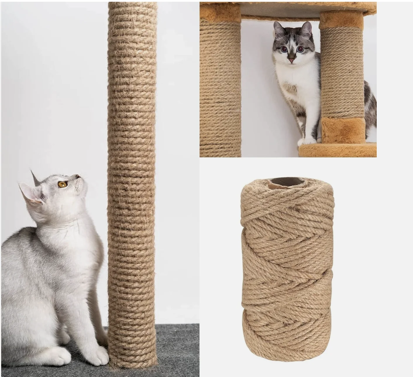 天然ジュート紐 4/5/6mm 頑丈な茶色のロープ - 猫の - Twine Jute Natural のレビューと価格