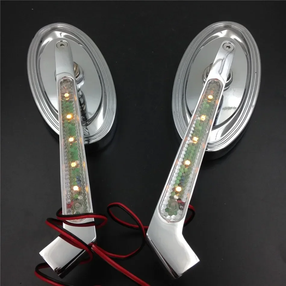 LED Turn Signal Oval Mirrors  for Suzuki GSXR600 750 1000 1100 Honda CBR 600RR/900RR/929RR Aftermarket Motorcycle Accessories