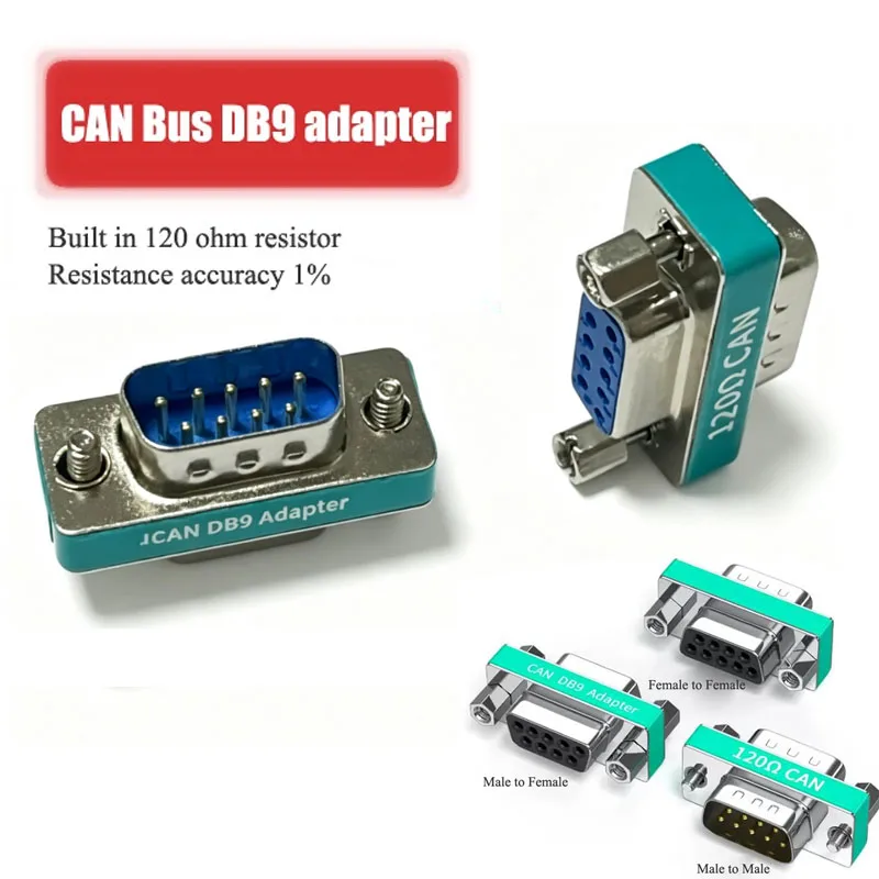 9Pin CAN Bus Conversion Head Connector DB9 Serial Port Male to Female 120ohm Terminal Resistance with 1% High-precision Accuracy