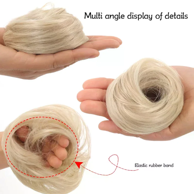 /YOV/Synthetic Fake Hair Bun Rubber Band Multicolour Clip In On Hair Tail Extension Updo Natural High Ponytail For Women