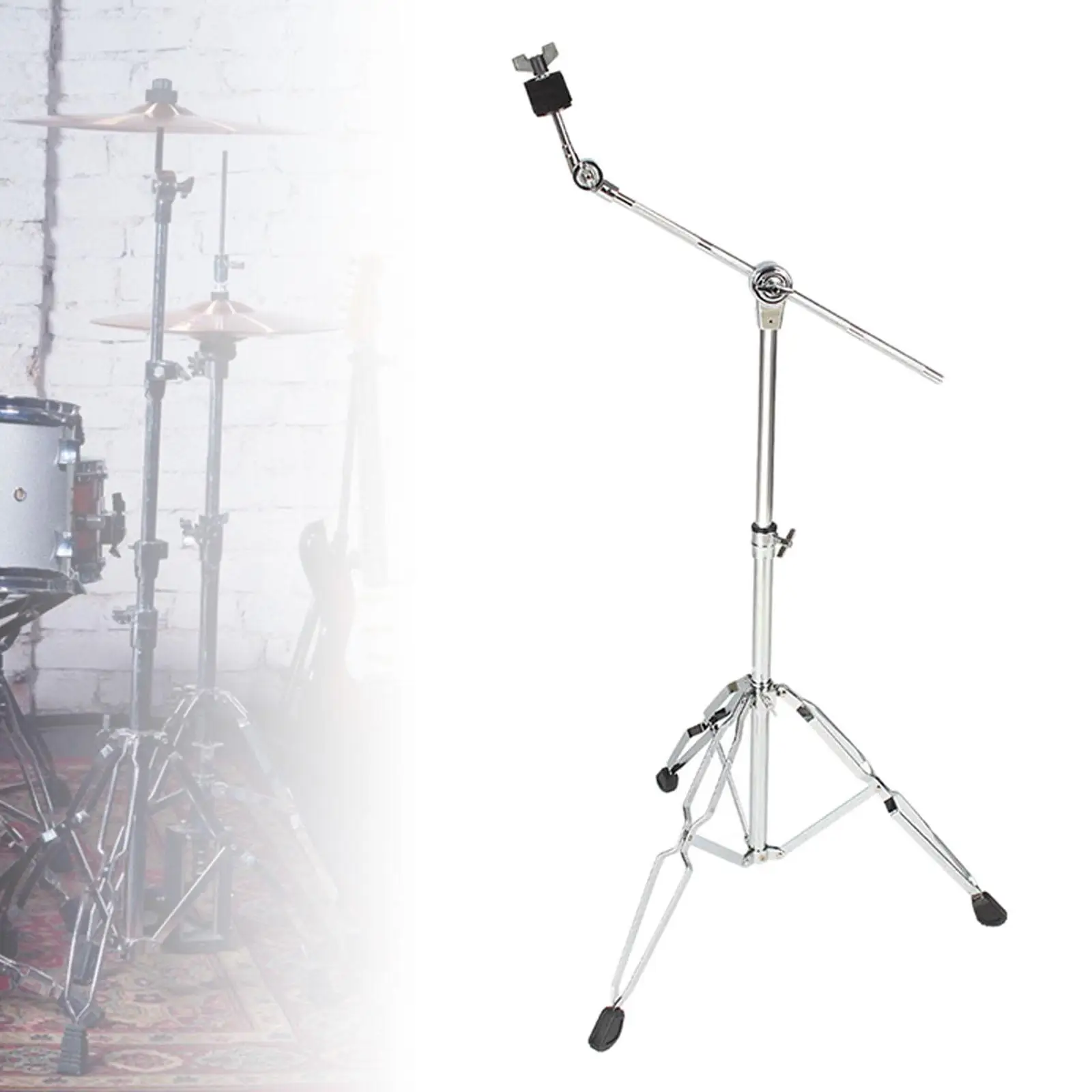 Floor Cymbal Stand Holder Adjustable Foldable Triangle Bracket Stable Double Braced Legs Quick Grip Full Metal Professional