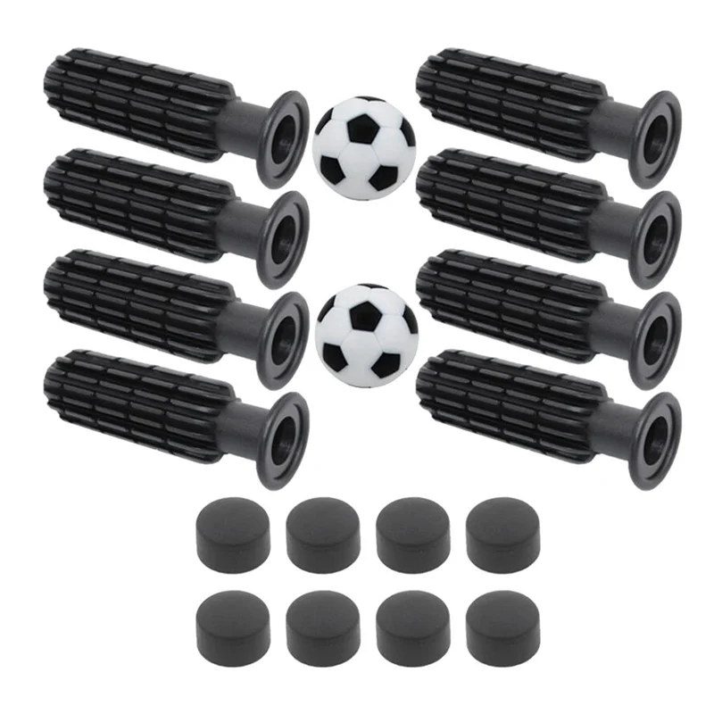 8Pcs Foosball Grips With End Plug Table Football Children Comfortable Handling With 2 Small Soccer Balls Replace Replace