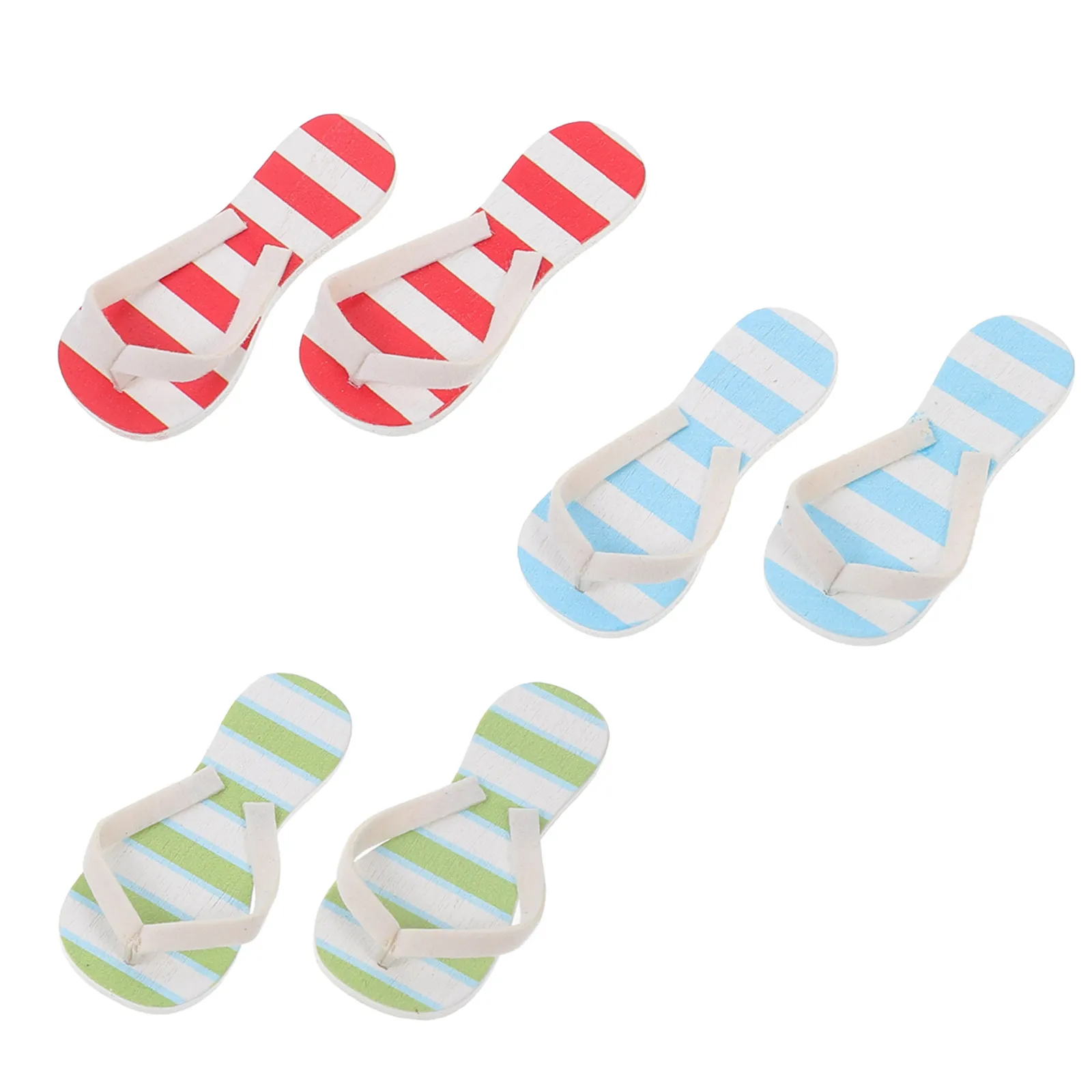 3Pairs Miniature Summer Slippers Realistic Lightweight Decor for Dollhouse Micro Landscape Scene Crafting Photography Prop Human