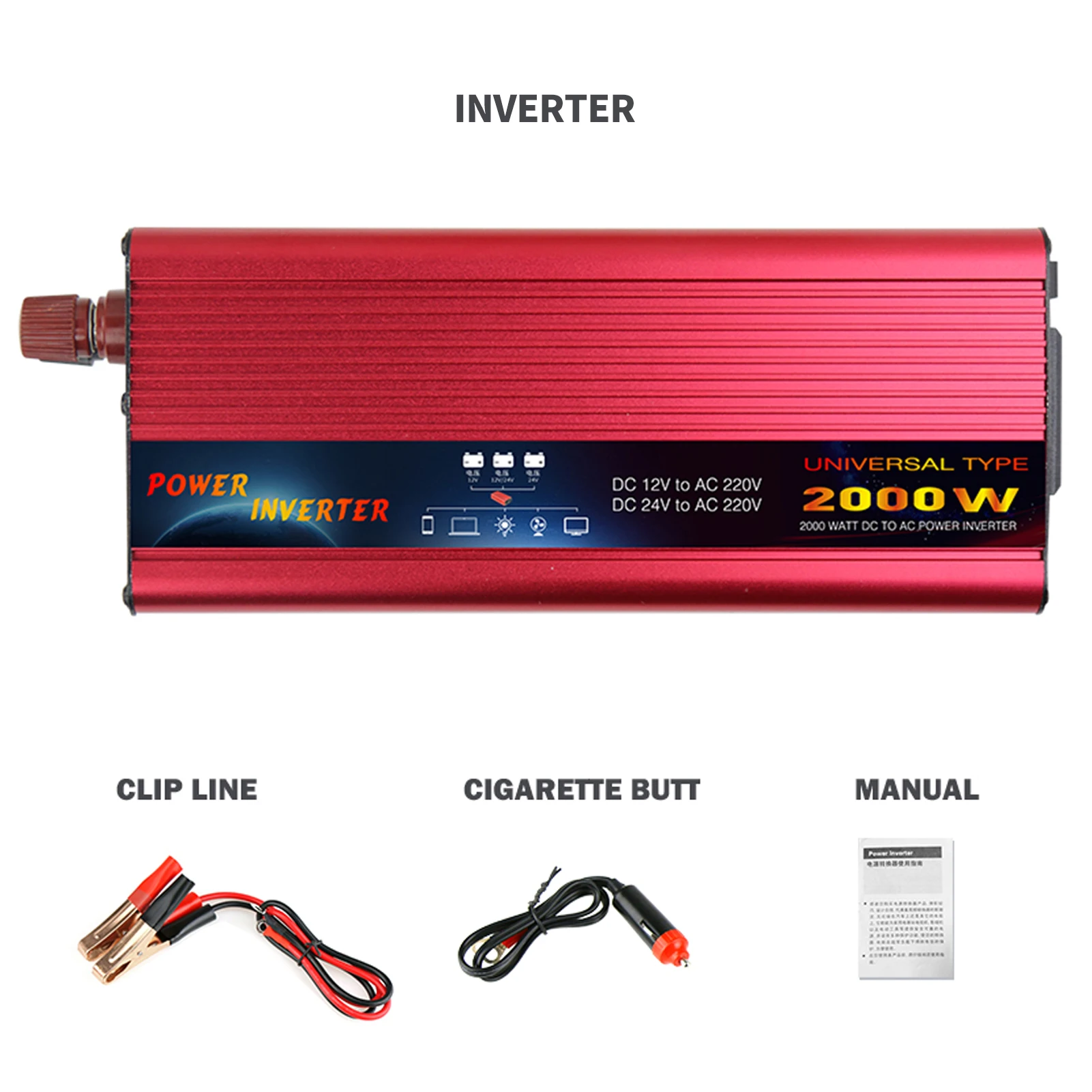 

Solar Power Inverter Universal to AC 220V-240V Modified Sine Wave Power Inverter 550W(Continuous)/ 1500W(Peak) DC 12V 24V