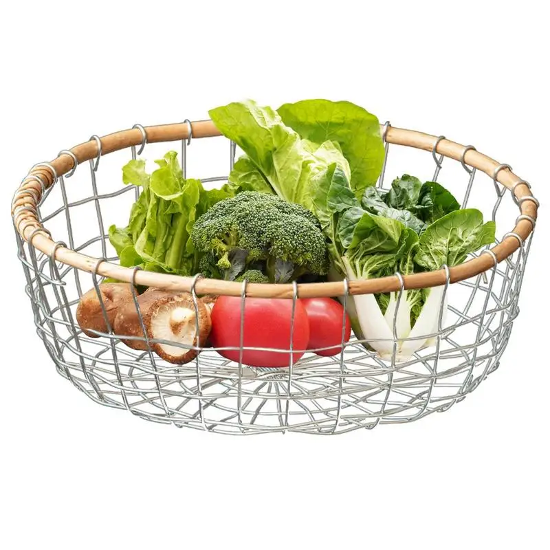 

New Metal Fruit Bowl Retro Stainless Woven Storage Basket Bowl For Kitchen Wire Fruit Storage Basket For Bread Snack Vegetable