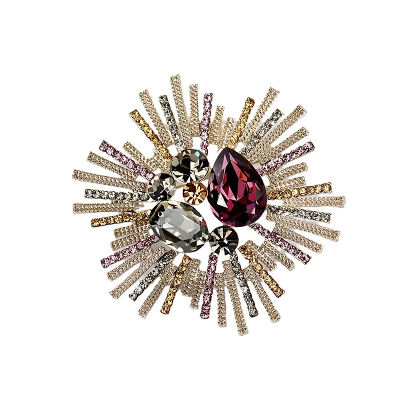 Classic Women Girls Fashion Elegant Crystal Luxury Badges Brooch Exquisite Exagerated Shining Pin Jewelry For Ladies\'s Party