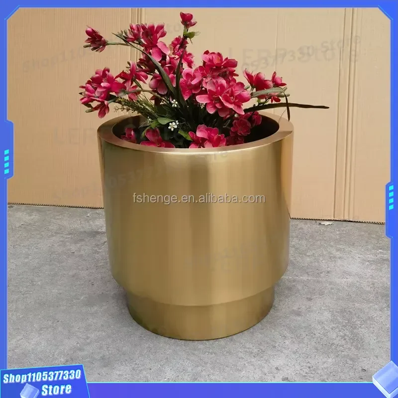 Modern Gold Stainless Steel Hanging Flower Pot For Outdoor Balcony Large Floor To Ceiling Planter Suitable For Home Garden