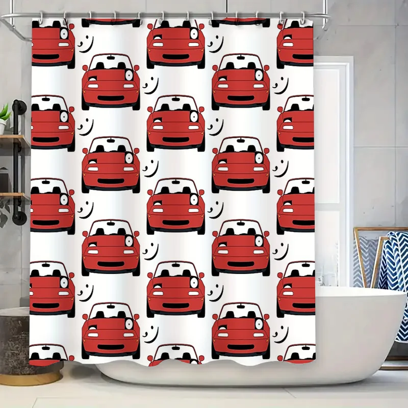 

Занавеска для душа Fiat 500, винтажный автомобильный декор для ванной комнаты, водостойкая моющаяся ретро-автоматическая тема, домашний декор для любителей автомобилей