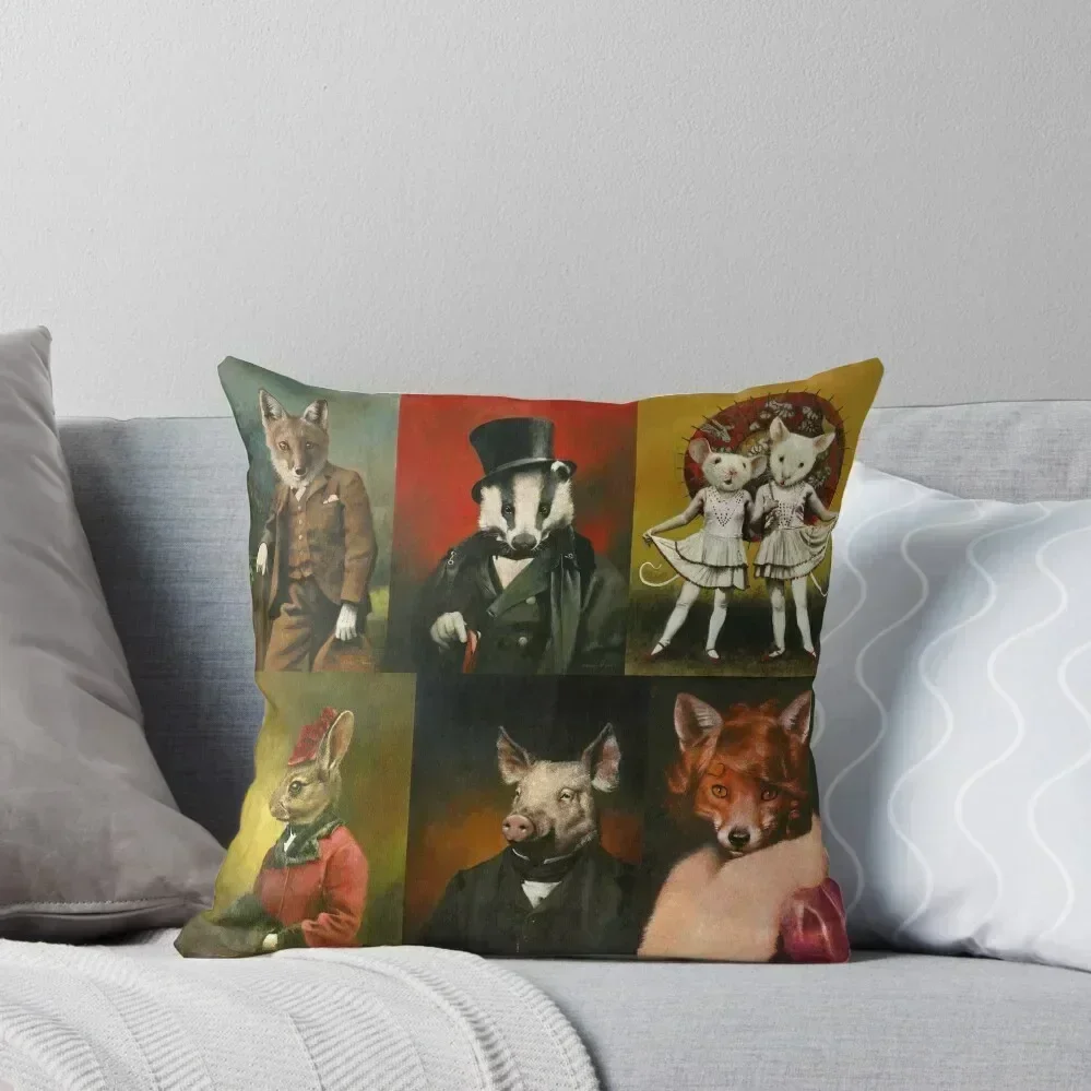 

Vintage Animals In Clothes Throw Pillow Couch Cushions Sofa Covers For Living Room Sofa Cushion Cover Plaid Sofa pillow