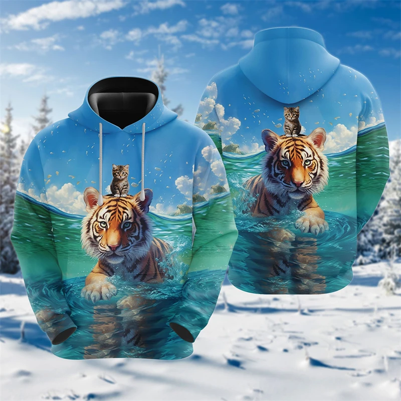 النساء والرجال القوطي النمر الرسم بلوزات ، أزياء الهارجوكو ، Y2K هوديي ، هوديس الحيوانات الرعب ، البلوفرات الهيب هوب ، الملابس الكاجوال