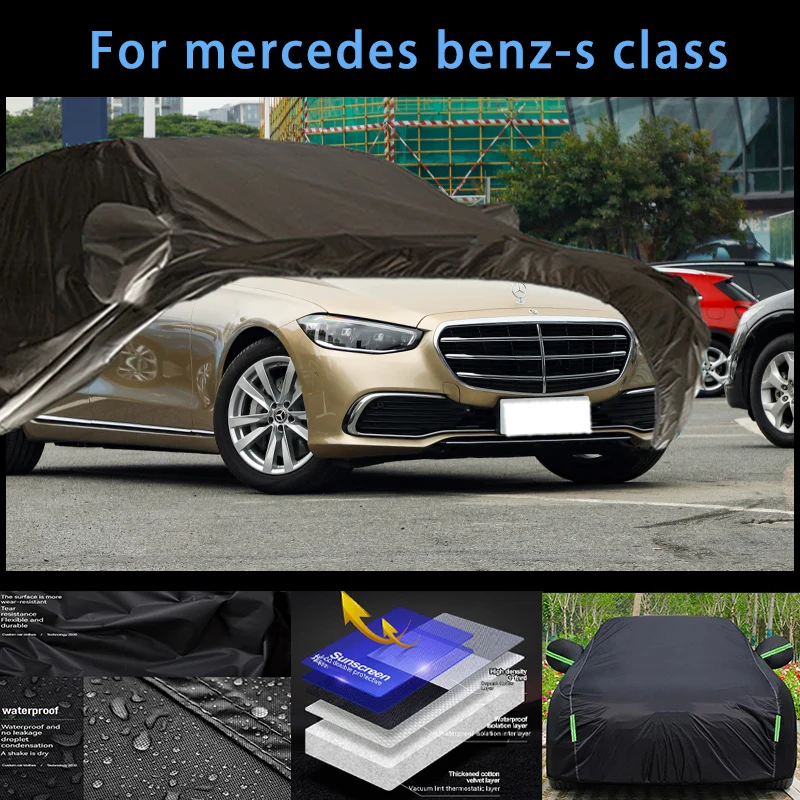 Waterproof e Dustproof exterior tampas completas do carro, tampa da neve, pára-sol, acessórios exteriores do carro, Mercedes Benz-S classe