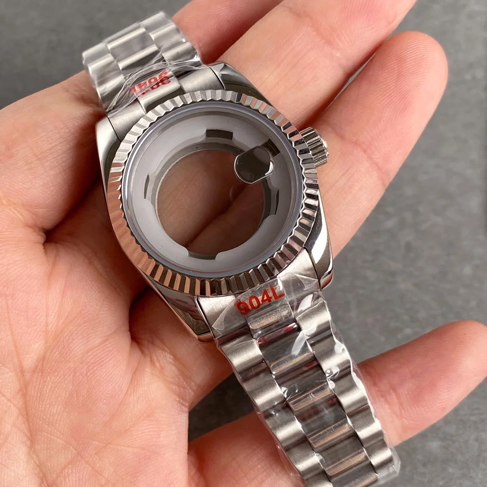 

Fluted Fix Bezel 31mm Women Lady Watch Case Accessories Parts Fit For NH05 Automatic Movement Steel Bracelet Sapphire Glass