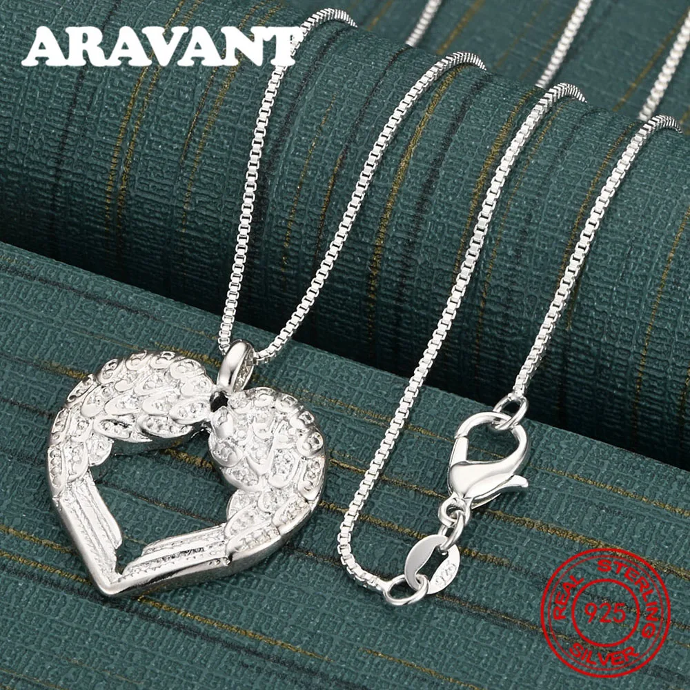 

Ожерелье с подвеской из стерлингового серебра 925 пробы с крыльями ангела, женская цепочка, аксессуар для пригородных поездок, рождественский подарок, ювелирные изделия