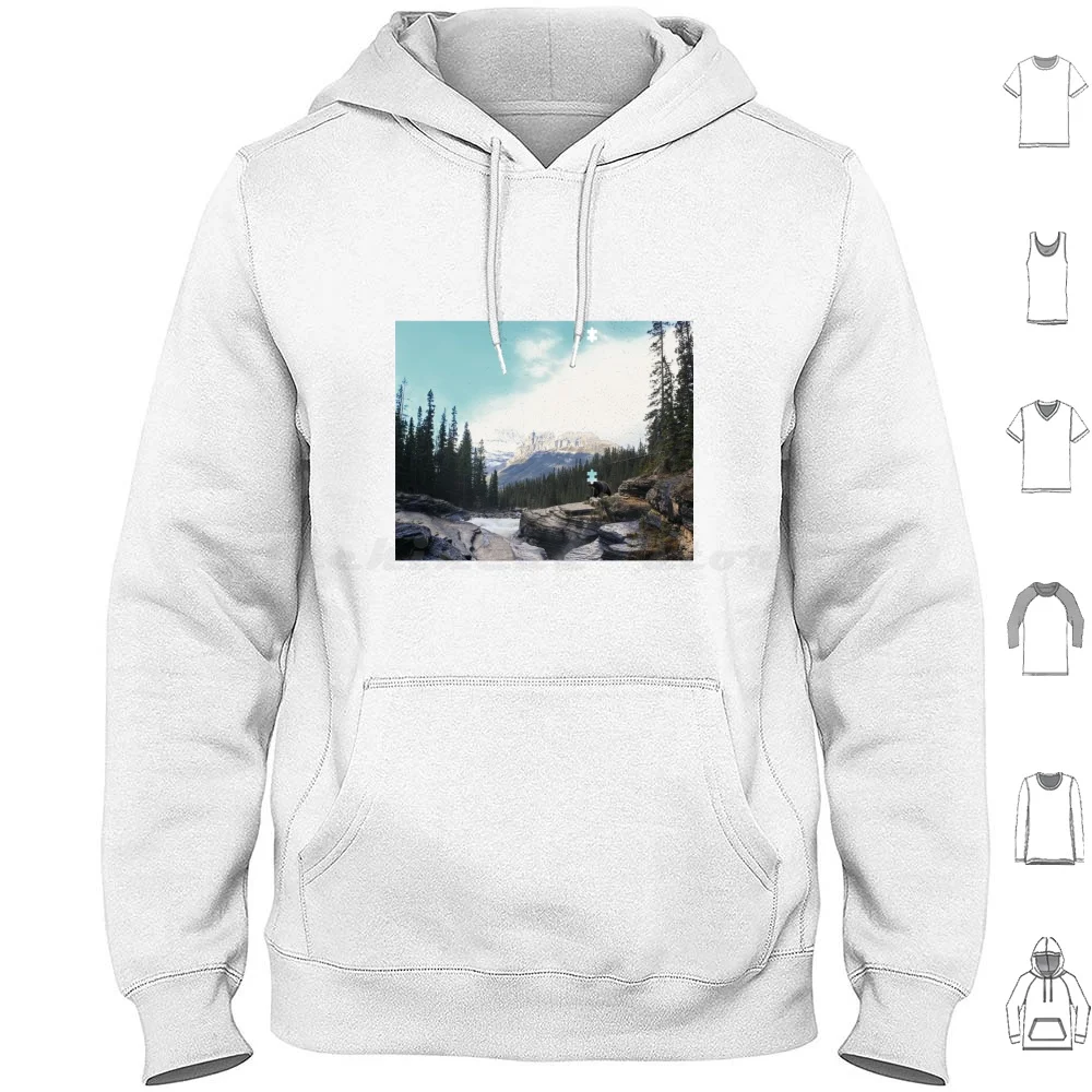 Canadian Landscape With A Sky-Faced Bear Hoodie Cotton Long Sleeve Boosh The Mighty Boosh Crimp Crimping Bear Canadian