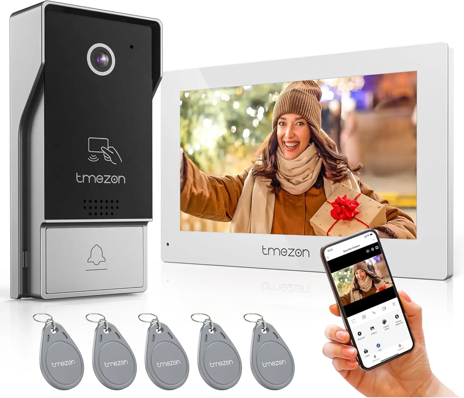 

7-дюймовый Wi-Fi видеодомофон 1080P с сенсорным экраном, доступом по паролю и карте