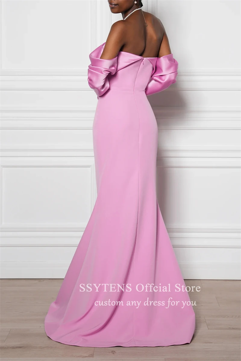 SSYTENS Off the Shoulder Mermaid Evening Dresses Elegant Light Pink Long Sleeve Party Dress 2024 Elegant فساتين مناسبة رسمية