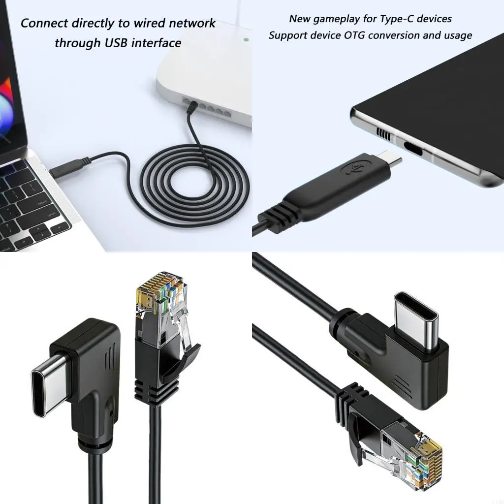 

Сетевой кабель типа C к RJ45 Быстрое подключение к Интернету для смартфонов-ноутбуков Стабильная проводная сеть Онлайн-игры F19E