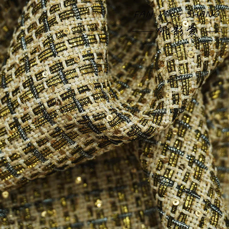 

Твидовая ткань с золотыми блестками для пальто Tela Brillante Tissus ткань для шитья Африканское шитье Tecidos Текстиль ツイ недвижиinaa الس ткань Diy