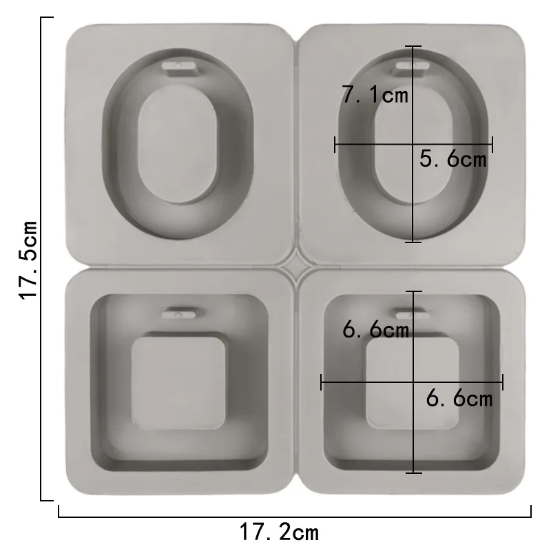 4 Sets of Oval Square Silicone Aromatherapy Mold, High Temperature Plaster Mould XG1201