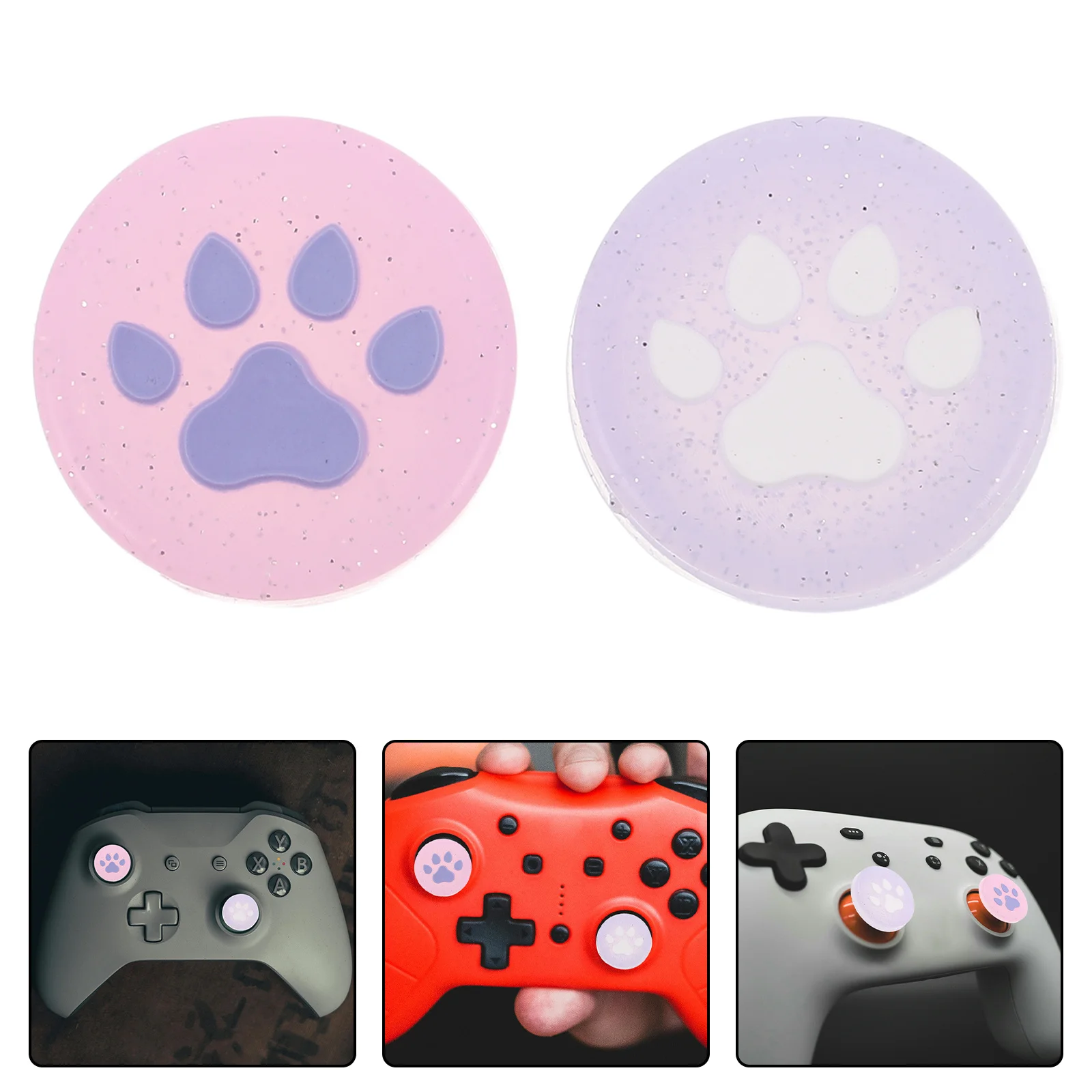 

4Pcs Thumb Grips Caps Glow Cat Claw Silicone Cute Replacement Thumbstick Covers Soft Silicone Thumb Button Covers Compatible