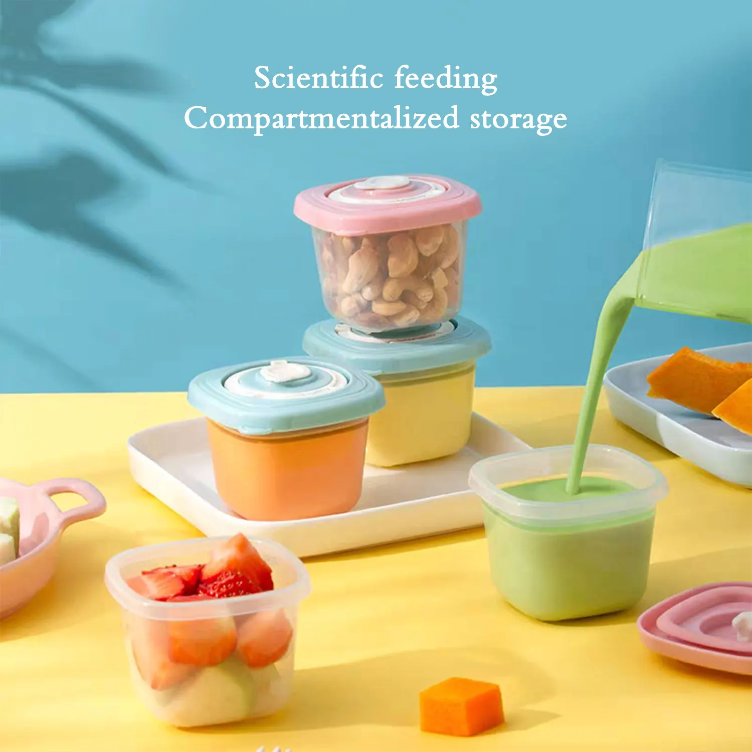 

1pcs 120ml baby timing food supplement box Baby portable snack box Frozen microwave sealed fresh-keeping box