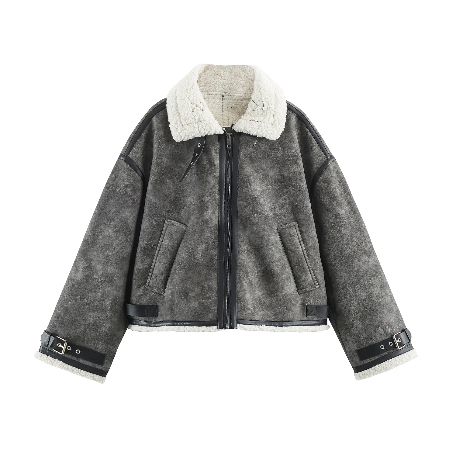 Autumn New Women European & American Style French Strap Decor Reversible Jacket