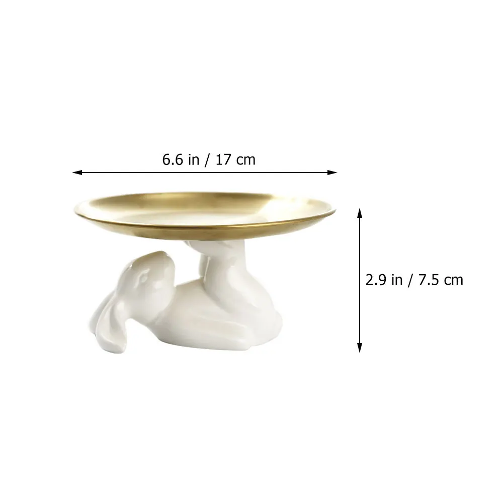 Rabbit Shape Stainless Steel Jewelry Tray Durable Ring Holder Decorative Display Tray for Small Item Storage Storage Plate