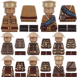 WW1 British Soviet Soldier Figures Printed Parts Building Block Clothing Sticker Bricks Mini MP40 PPSH Weapon Accessories Toys