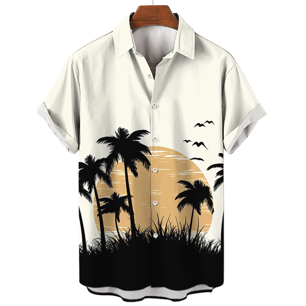 Camisa hawaiana de manga corta para hombre, ropa de moda, solapa, talla grande, 3XL