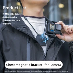 SUREWO Magnetic Chest Bracket Action Camera Mount Fixed for Gopro Hero 13 12 11 10 DJI Osmo Action 5 4 Insta360 ACE Accessories