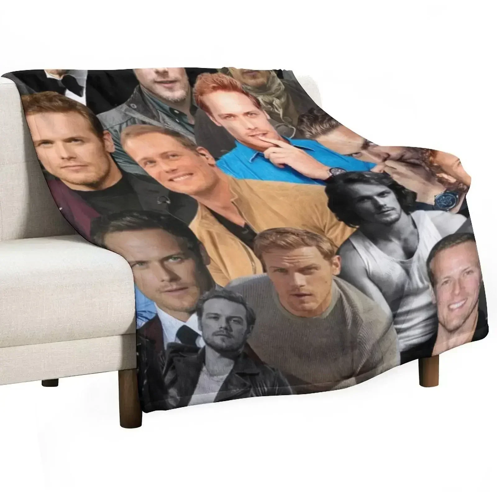 

sam heughan photo collage Throw Blanket Thin Sofas Blankets