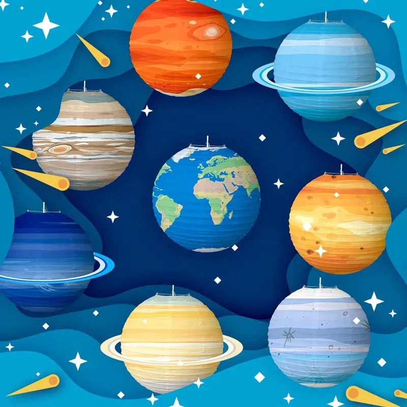 30cm 12\'\' Solar System Eight Planets Birthday Paper Ball Lampion Hanging Galaxy Lanterns Decoration Lanterns Kids Party Decor