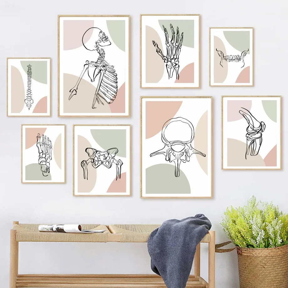 Anatomy Body Skeleton Spine Teeth Hand Feet Wall Art Canvas Painting Poster And Print Wall Pictures For Doctor Room Clinic Decor