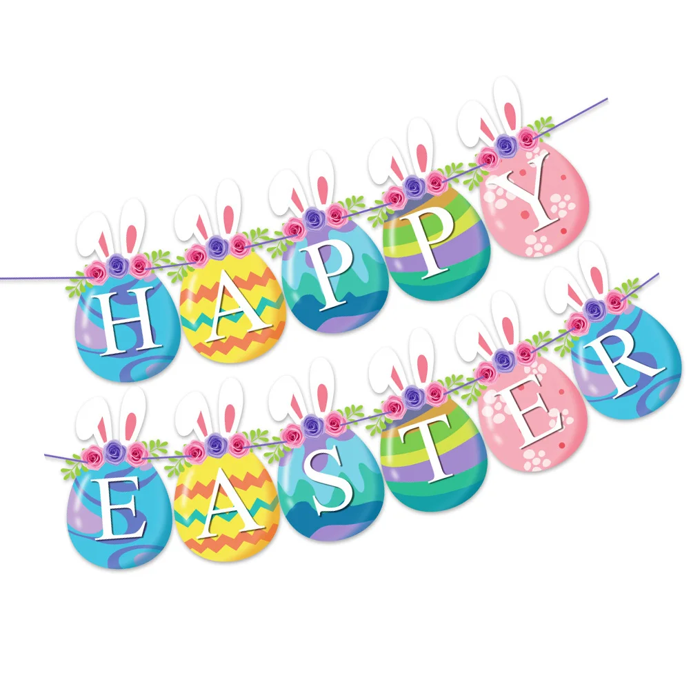 

Thick Rabbit Party Sign Decoration Decor Holiday Hanging Party Easter Banner Favor Gift Hanging Banner Sign