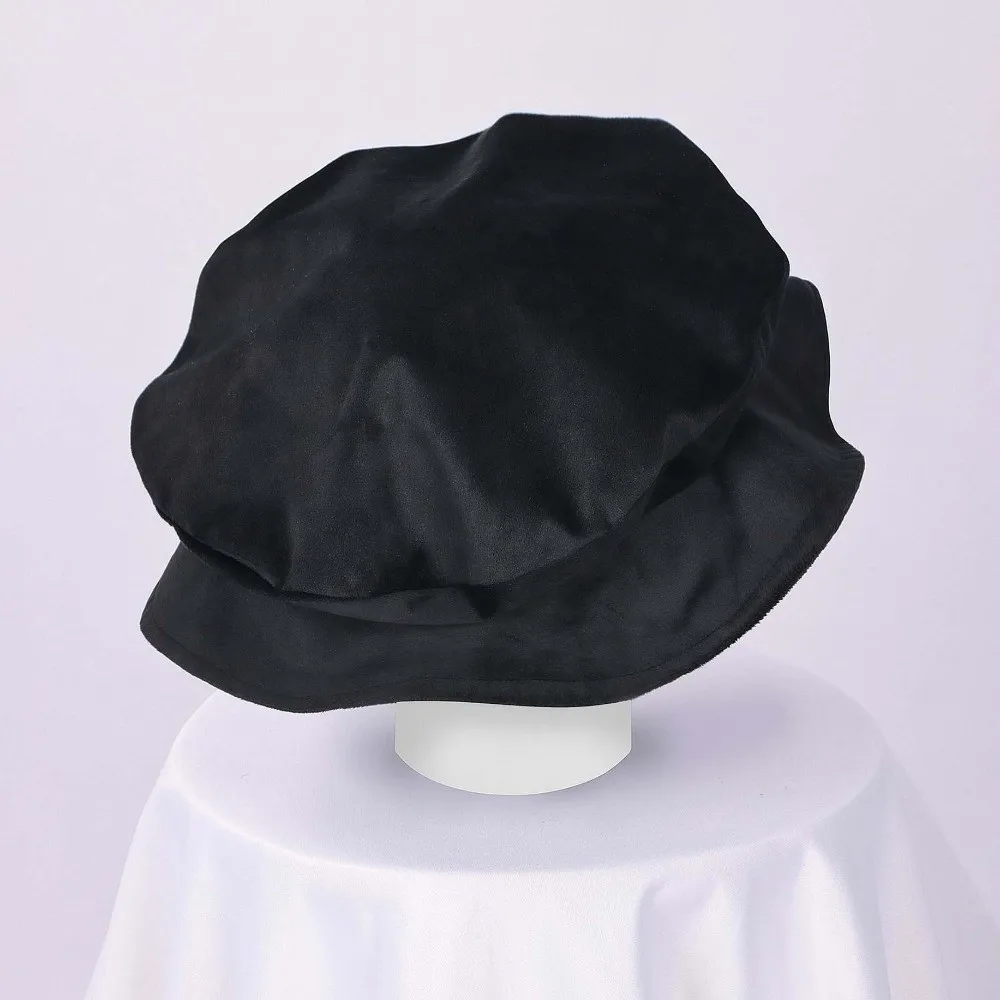 Faux Suede Medieval Flat Cap Elastic Band Solid Color Renaissance Beret Hat Breathable Fabric Vintage Style