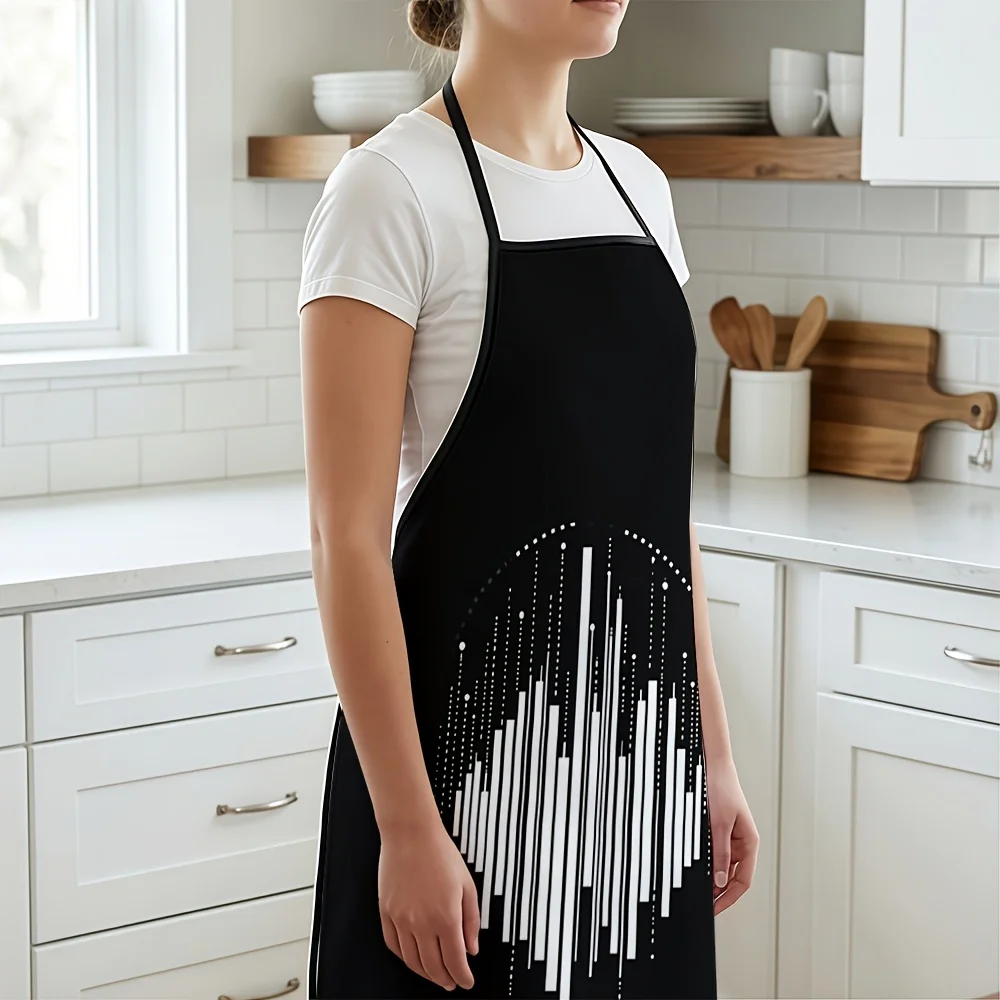 Black Graphic Pattern Apron for Kitchen Cooking Baking BBQ Apron Apron for Women Men Housewife Gift