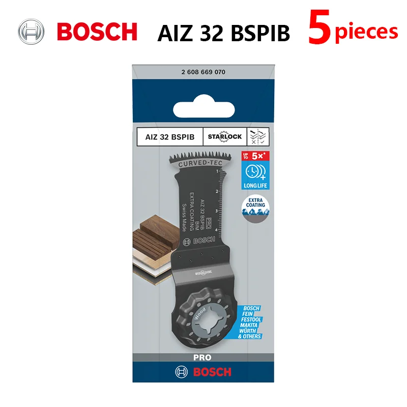 Лезвие для резки древесины Bosch Professional Aiz 32 Bspib 32X50 мм — карбид Bim для твердой древесины — подходит для осциллирующих инструментов Starlock