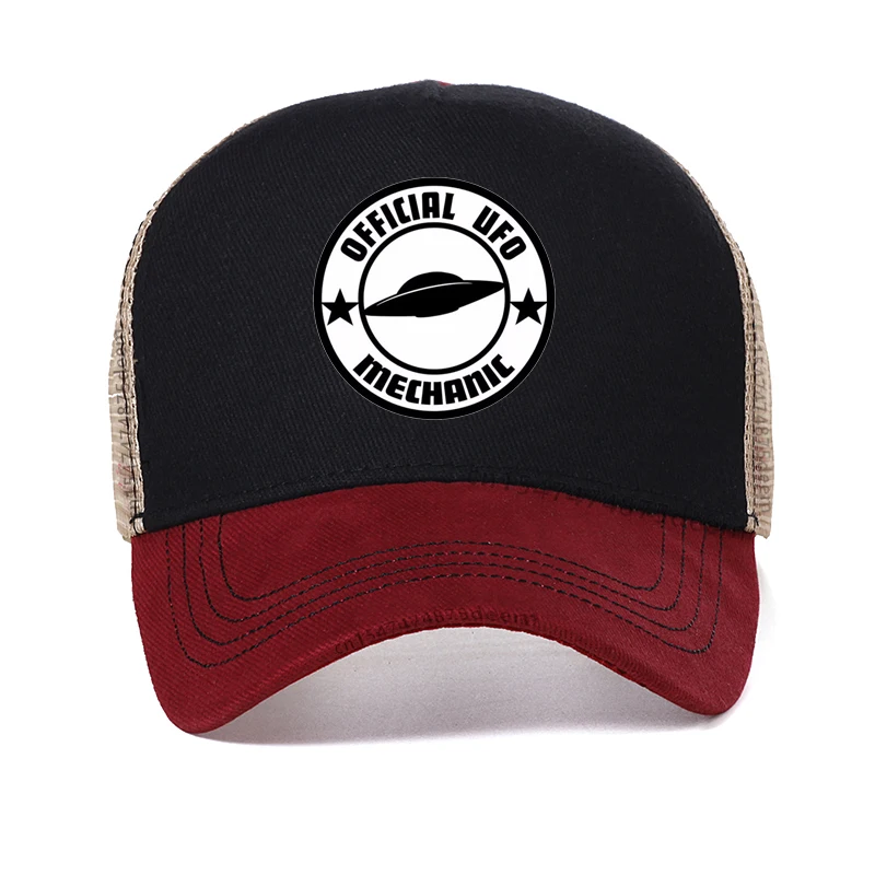 Official UFO Mechanic Funny Baseball Cap fashion men women Summer Mesh Breathable Trucker hats men alien Snapback hats
