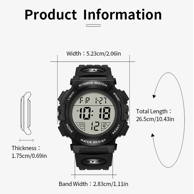 SYNOKE Brand Men\'s Wrist Watch Military Digital Sport Watches For Man Electronic Watch Clock Male Relogio Masculino